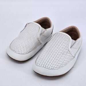 Little Love Bug White Perforated Leather Toddler Slip On Barefoot Shoes Size 7